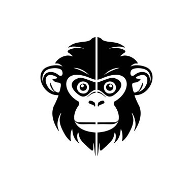 Beyaz zemin üzerinde zarif siyah maymun vektör logosu