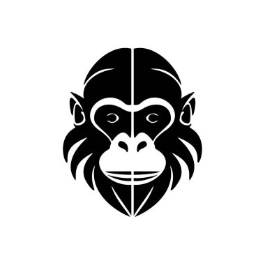 Beyaz zemin üzerinde siyah maymun şeklinde vektör logosu.