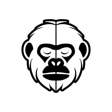Çok güzel izole edilmiş siyah maymun vektör logosu saf beyaz arka planda sunuluyor..