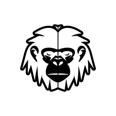Çok güzel izole edilmiş siyah maymun vektör logosu saf beyaz arka planda sunuluyor..