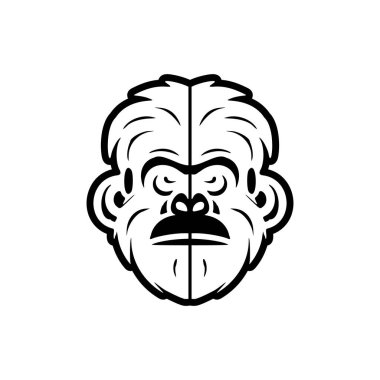Çok güzel izole edilmiş siyah maymun vektör logosu saf beyaz arka planda sunuluyor..