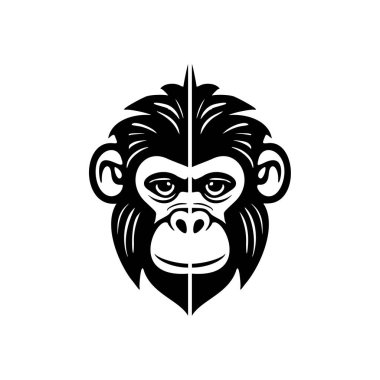 Beyaz zemin üzerinde zarif siyah maymun vektör logosu