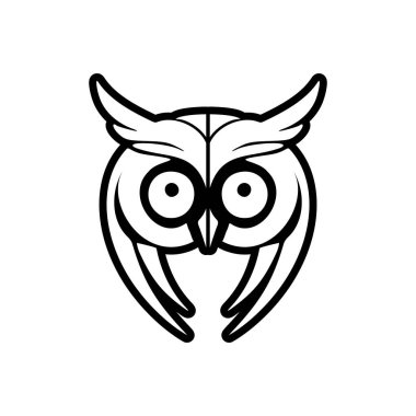 Baykuşların vektör logosu siyah renklidir ve el değmemiş beyaz arka planda ustalıkla izole edilmiştir..