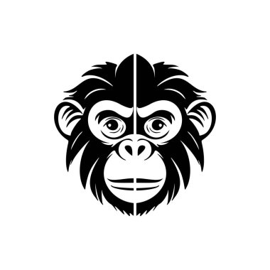 Beyaz bir arkaplanda, sanatsal siyah maymun vektör logosu
