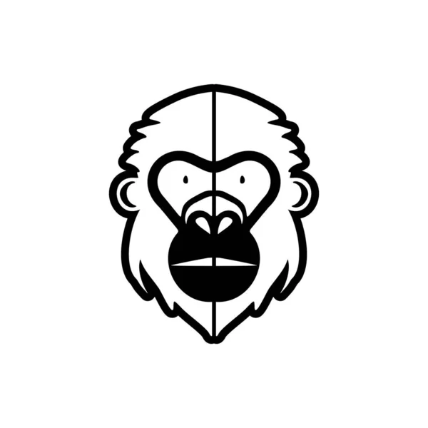 Logo Vettoriale Della Scimmia Bianco Nero Abilmente Isolato Uno Sfondo — Vettoriale Stock
