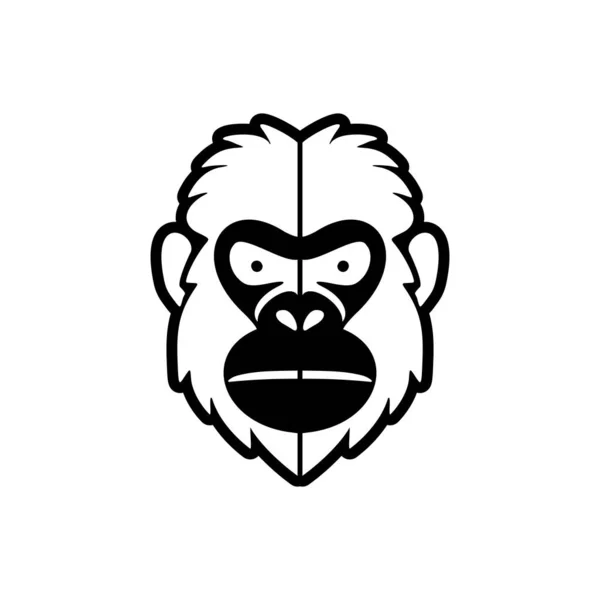 使用干净的白色背景 黑色猴子矢量标识被巧妙地分离 — 图库矢量图片