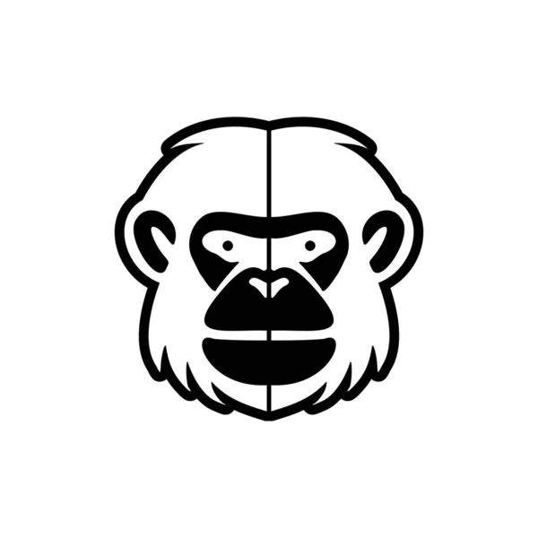Using Clean White Backdrop Black Monkey Vector Logo Artistically Separated — Stock Vector
