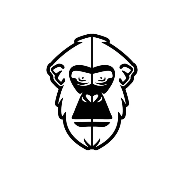 Logotipo Vetor Macaco Preto Branco Habilmente Isolado Pano Fundo Branco — Vetor de Stock