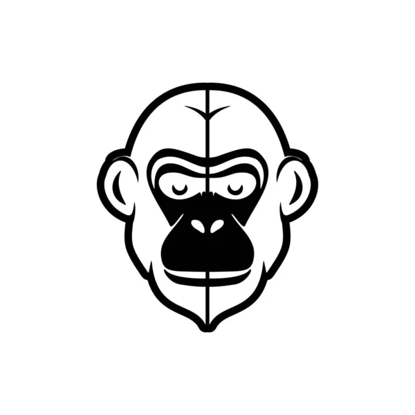 Logo Vettoriale Della Scimmia Bianco Nero Sapientemente Isolato Uno Sfondo — Vettoriale Stock