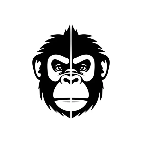 Beyaz Zemin Üzerinde Zarif Siyah Maymun Vektör Logosu — Stok Vektör