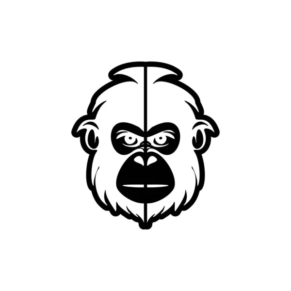 Logo Vectorial Maimuței Alb Negru Este Izolat Pricepere Fundal Alb — Vector de stoc