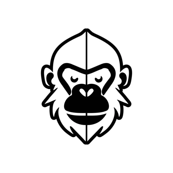 Çok Güzel Izole Edilmiş Siyah Maymun Vektör Logosu Saf Beyaz — Stok Vektör