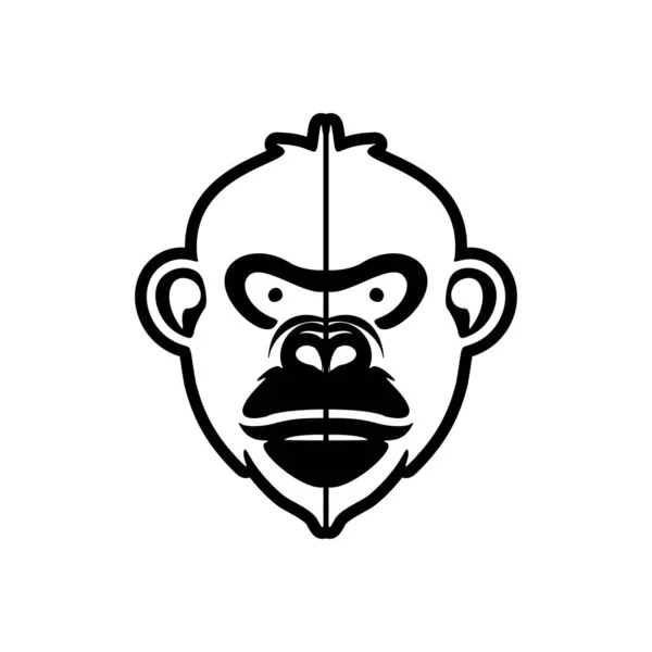 Black White Monkey Vector Logo Skillfully Isolated Backdrop Pure White — Stock Vector