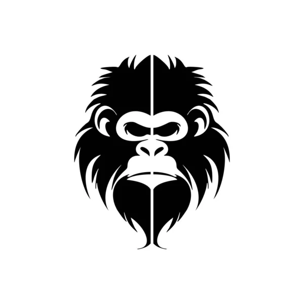 Vector Logo Shape Black Monkey White Backdrop — Stock Vector