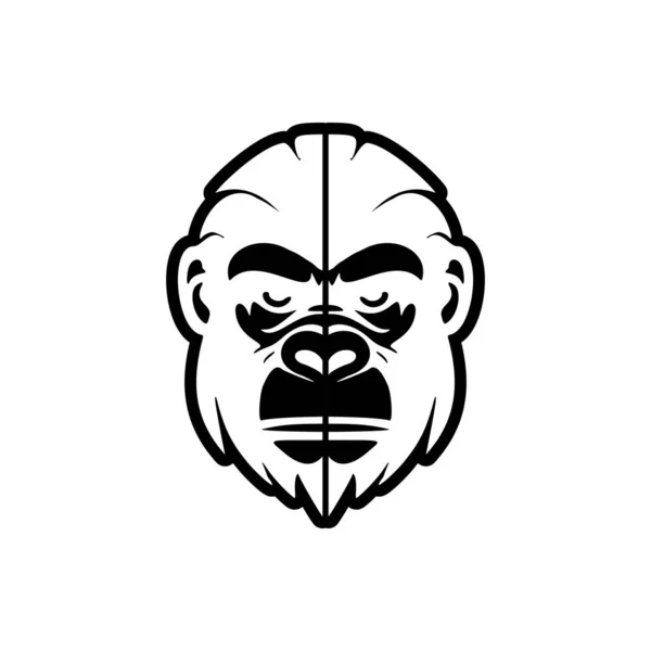 Siyah Beyaz Maymun Vektör Logosu Ustalıkla Saf Beyaz Arka Planda — Stok Vektör