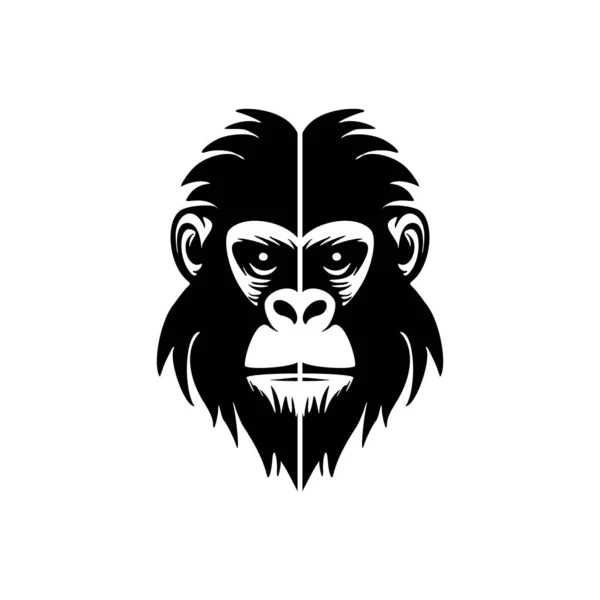 Logotipo Vetor Forma Macaco Preto Fundo Branco — Vetor de Stock