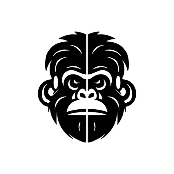 Pano Fundo Branco Logotipo Artístico Vetor Macaco Preto — Vetor de Stock