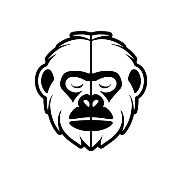 Çok Güzel Izole Edilmiş Siyah Maymun Vektör Logosu Saf Beyaz — Stok Vektör