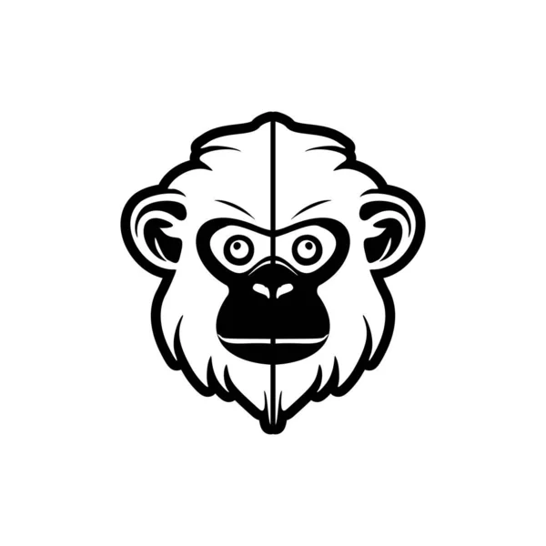 Logotipo Vetor Macaco Preto Branco Habilmente Isolado Pano Fundo Branco —  Vetores de Stock