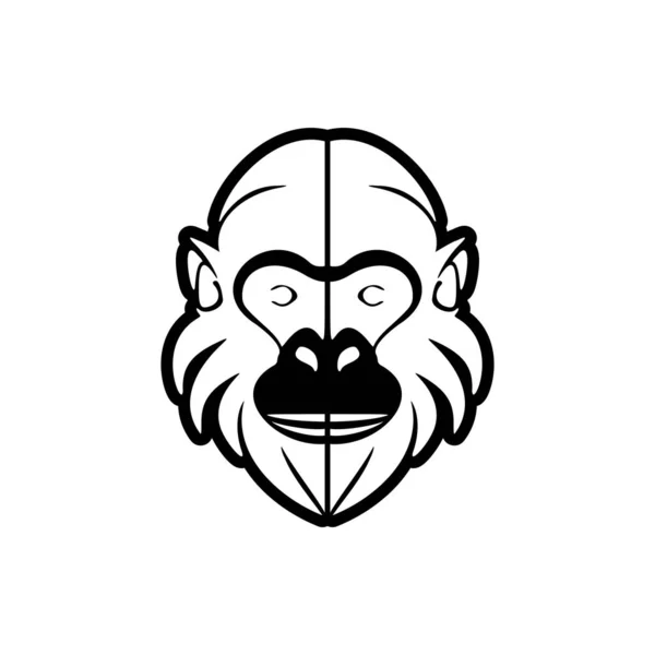 Black White Monkey Vector Logo Skillfully Isolated Backdrop Pure White — Stock Vector