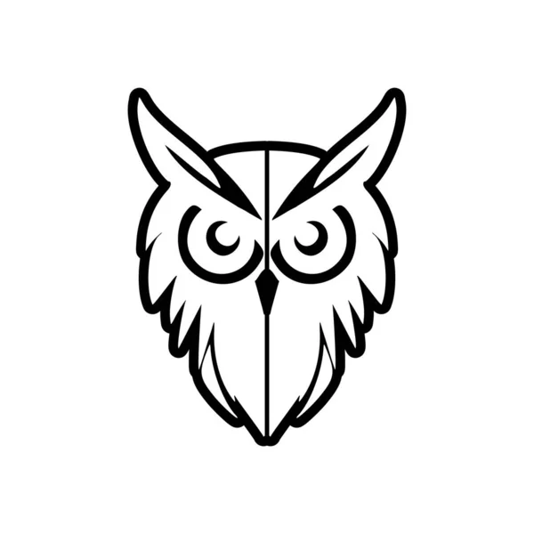 Логотип Сови Векторний Чорний Вміло Ізольований Фоні Первозданного Білого — стоковий вектор