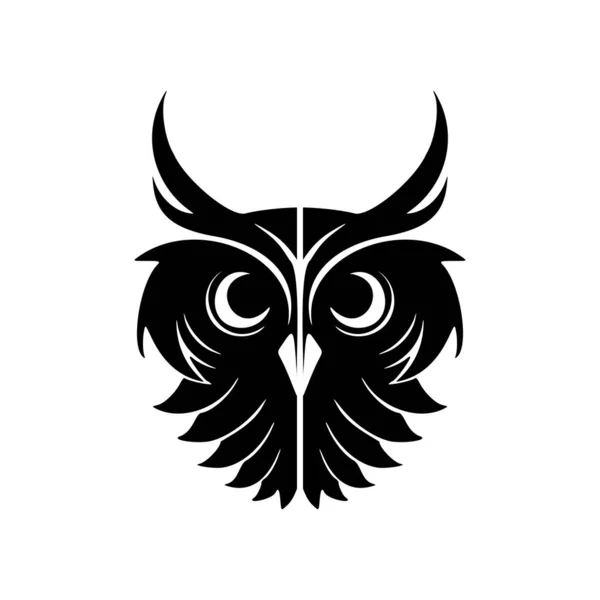 Logo Sovy Prezentováno Vektorovém Stylu Černé Barvě Vkusně Odděleno Bílém — Stockový vektor