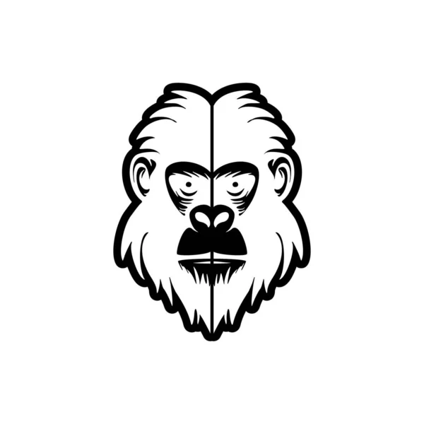 Черно Белый Векторный Логотип Обезьяны Умело Выделен Заднем Плане Чистого — стоковый вектор