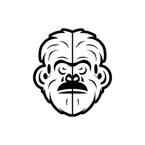 純白の背景に美しく隔離された黒い猿のベクトルのロゴが表示されます — ストックベクタ
