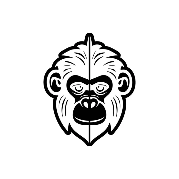 Beyaz Arkaplan Kullanarak Siyah Maymun Vektör Logosu Sanatsal Olarak Ayrılmış — Stok Vektör