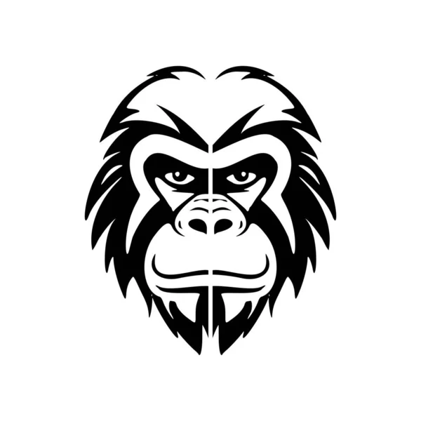 Beyaz Bir Arkaplanda Sanatsal Siyah Maymun Vektör Logosu — Stok Vektör