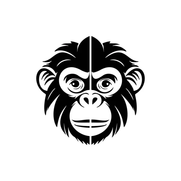White Backdrop Artistic Black Monkey Vector Logo — Stock Vector