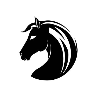 Sadece siyah ve beyaz renkler kullanarak yaratılmış çok fazla detay içermeyen bir atın temel çizimi. Vektör İllüstrasyonu.