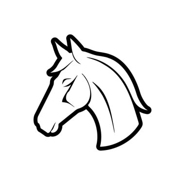 Bu, çok fazla küçük detayı olmayan bir atın basit bir resmi. Bu sadece siyah ve beyaz renkler kullanılarak yapılır. Vektör İllüstrasyonu.