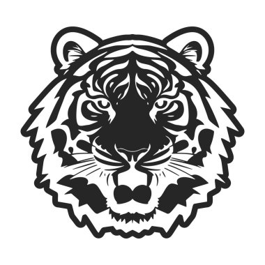Üzerinde siyah beyaz kaplan resmi olan basit bir logo. Vektör İllüstrasyonu.