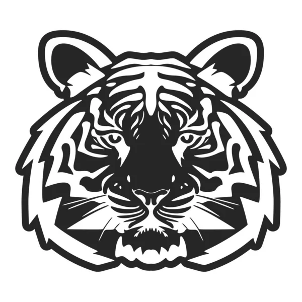 Простой Логотип Тигра Который Черно Белый Имеет Простой Дизайн Векторная — стоковый вектор