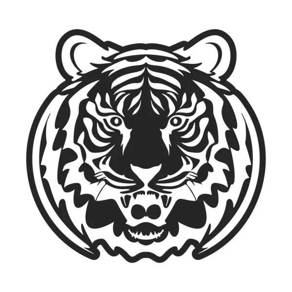 Основной Логотип Черно Белым Изображением Обычного Тигра Векторная Миграция — стоковый вектор