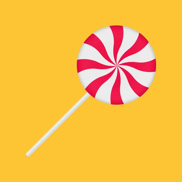 Flat Icon Lollipop Isolated Yellow Background Vector Illustration — Stock Vector