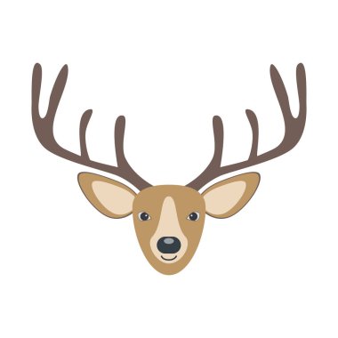 Düz simge geyiği beyaz arka planda izole edilmiş. Vektör illüstrasyonu.