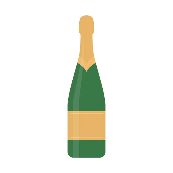 Platt Ikon Champagne Isolerad Vit Bakgrund Vektorillustration — Stock vektor