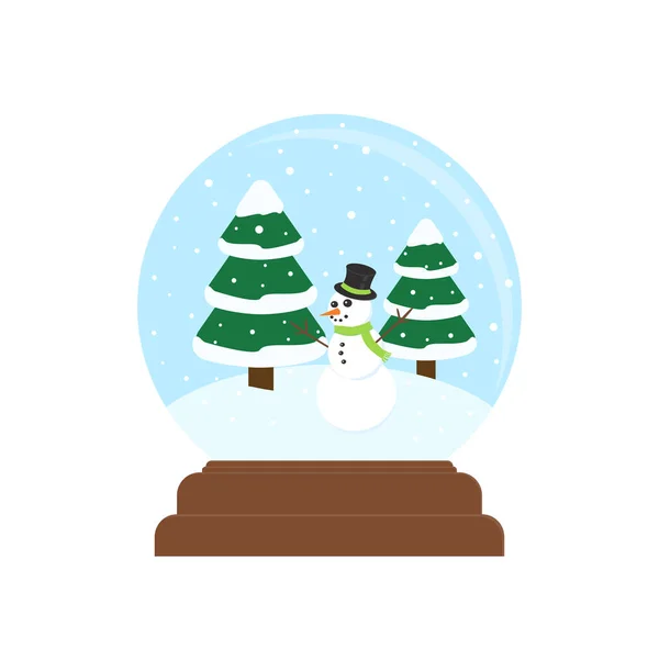 扁平的象征圣诞雪球 雪人和圣诞树隔离在白色的背景 矢量说明 — 图库矢量图片