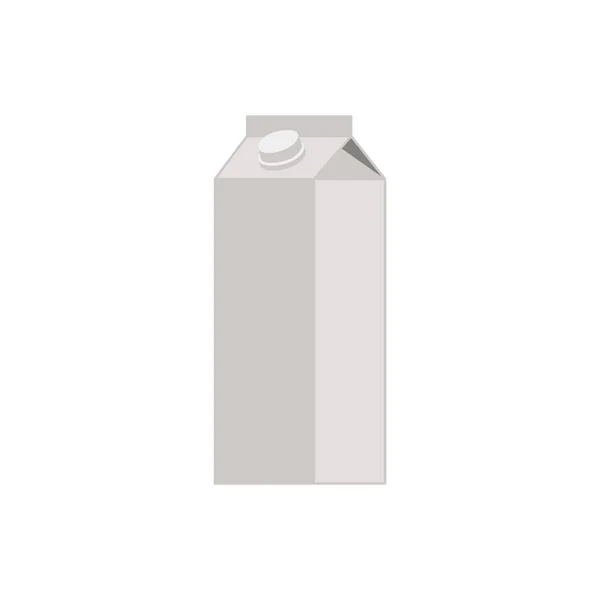 Platt Ikon Mockup Kartong Med Mjölk Isolerad Vit Bakgrund Vektorillustration — Stock vektor