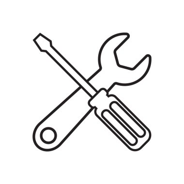 Beyaz arkaplanda izole edilmiş çizgi simgesi araçları. Vektör illüstrasyonu.