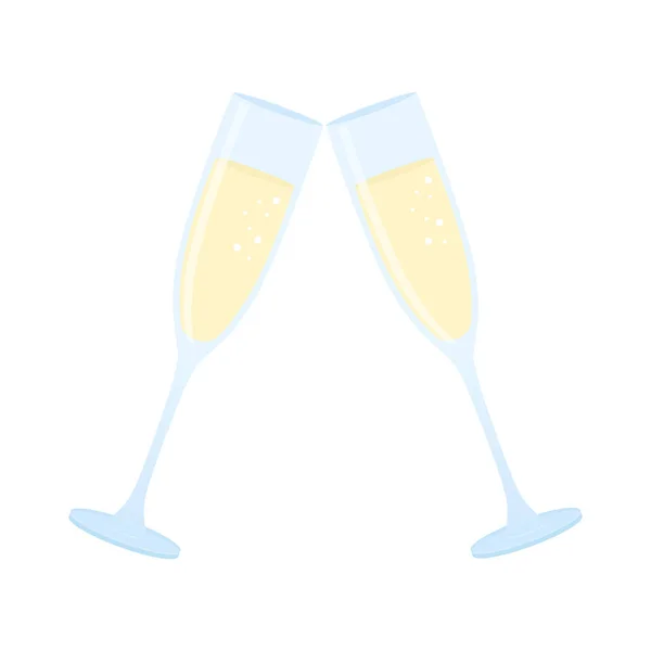 Dvě Sklenice Šampaňského Izolované Bílém Pozadí Díky Vektorová Ilustrace — Stockový vektor