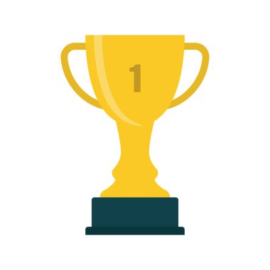 Beyaz arka planda izole edilmiş birincilik kupası. Vektör illüstrasyonu.