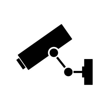 Beyaz arkaplanda hat simgesi güvenlik kamerası var. Vektör illüstrasyonu.