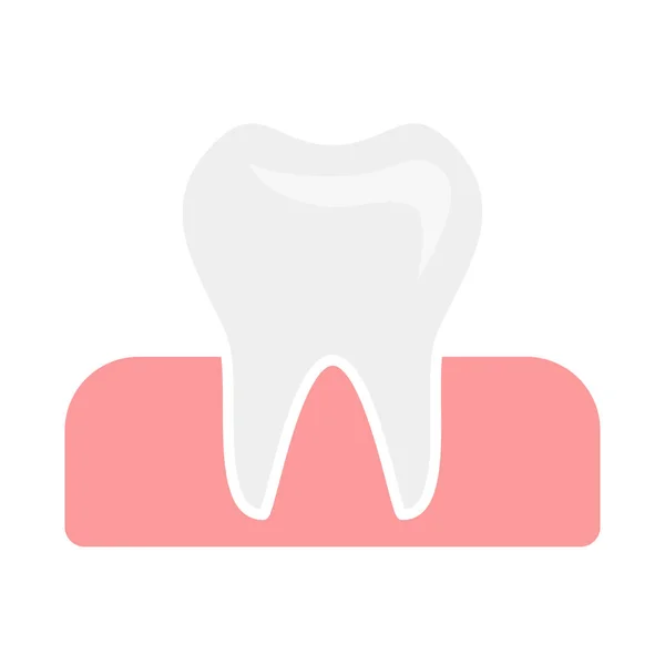 Płaska Ikona Biały Pojedynczy Ząb Zdrowych Dziąseł Ilustracja Wektora — Wektor stockowy