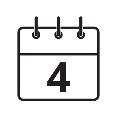 Takvimdeki dördüncü gün beyaz arkaplanda izole edilmiş satır simgesi. Vektör illüstrasyonu.
