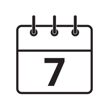 Takvimdeki yedinci gün beyaz arkaplanda izole edilmiş çizgi simgesi. Vektör illüstrasyonu.