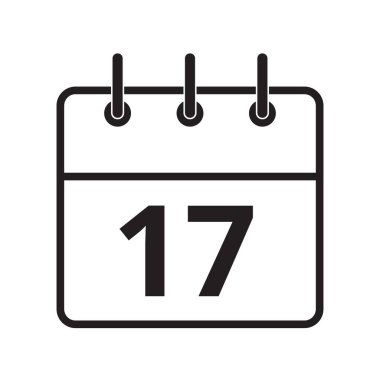 Takvimdeki on yedinci gün beyaz arkaplanda izole edilmiş çizgi simgesi. Vektör illüstrasyonu.