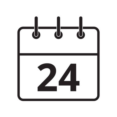Takvimde beyaz arkaplanda izole edilmiş 24. gün simgesi. Vektör illüstrasyonu.